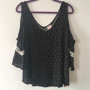 Black cold shoulder boho top